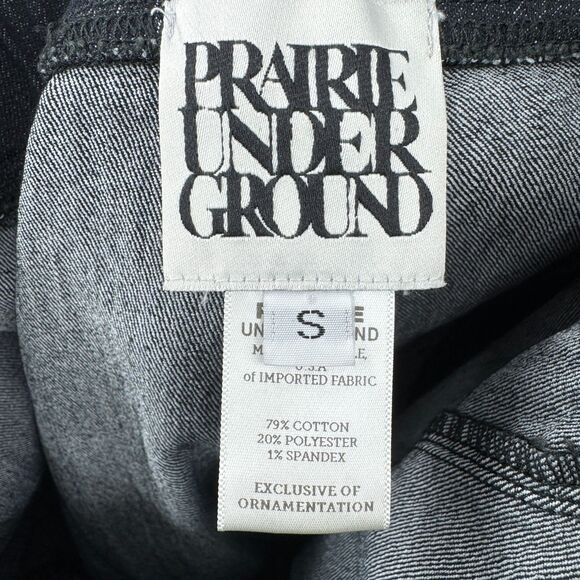 PRAIRIE UNDERGROUND Dark Wash Pull On Lace Front Ankle Zip Jeans Size Small S - Picture 6 of 6